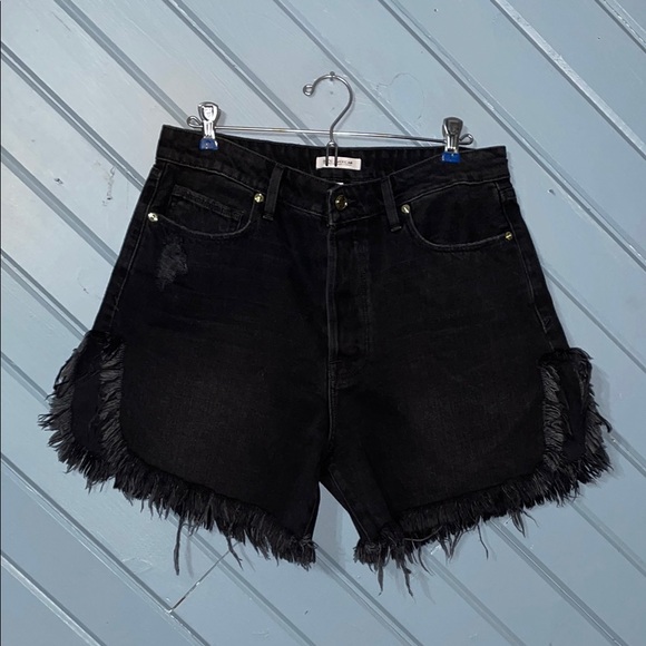 Good American Pants - Good American Black Distressed Cut Off Jean Shorts